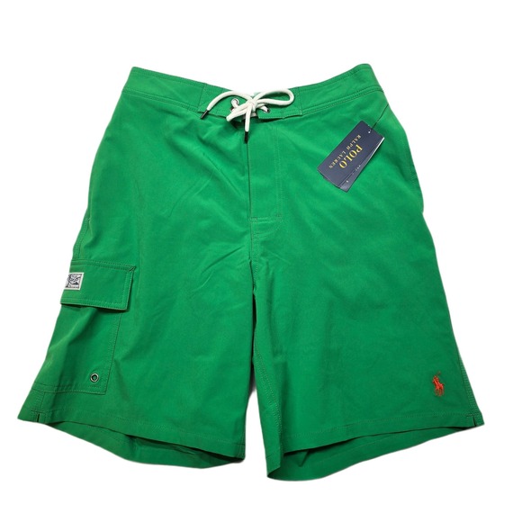 Polo Ralph Lauren Swim Trunks Mens Small  Preppy Green Cargo Shorts Mesh NEW‎ - Picture 1 of 8